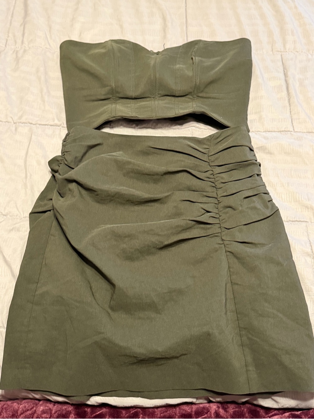 Zara Olive Tube Top and Mini Skirt Set